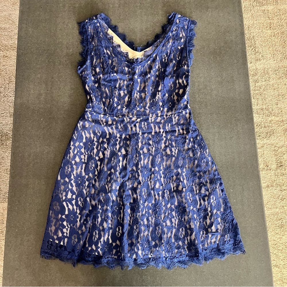 Blue Lace Sleeveless Dress